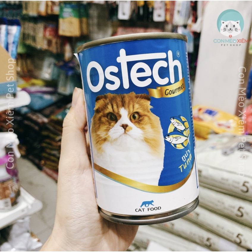 Pate cho mèo Ostech Gourmet lon 400g, thức ăn ướt tăng cân mập mèo con lớn nhỏ Con Mèo Xiêm