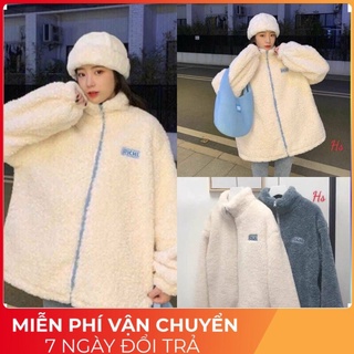 Áo Khoác Nỉ Lông Cừu CHIBI Thêu Chữ dưới 70kg - Dài Tay Khóa Kéo 2 Màu G040 _ Daisy shop 96