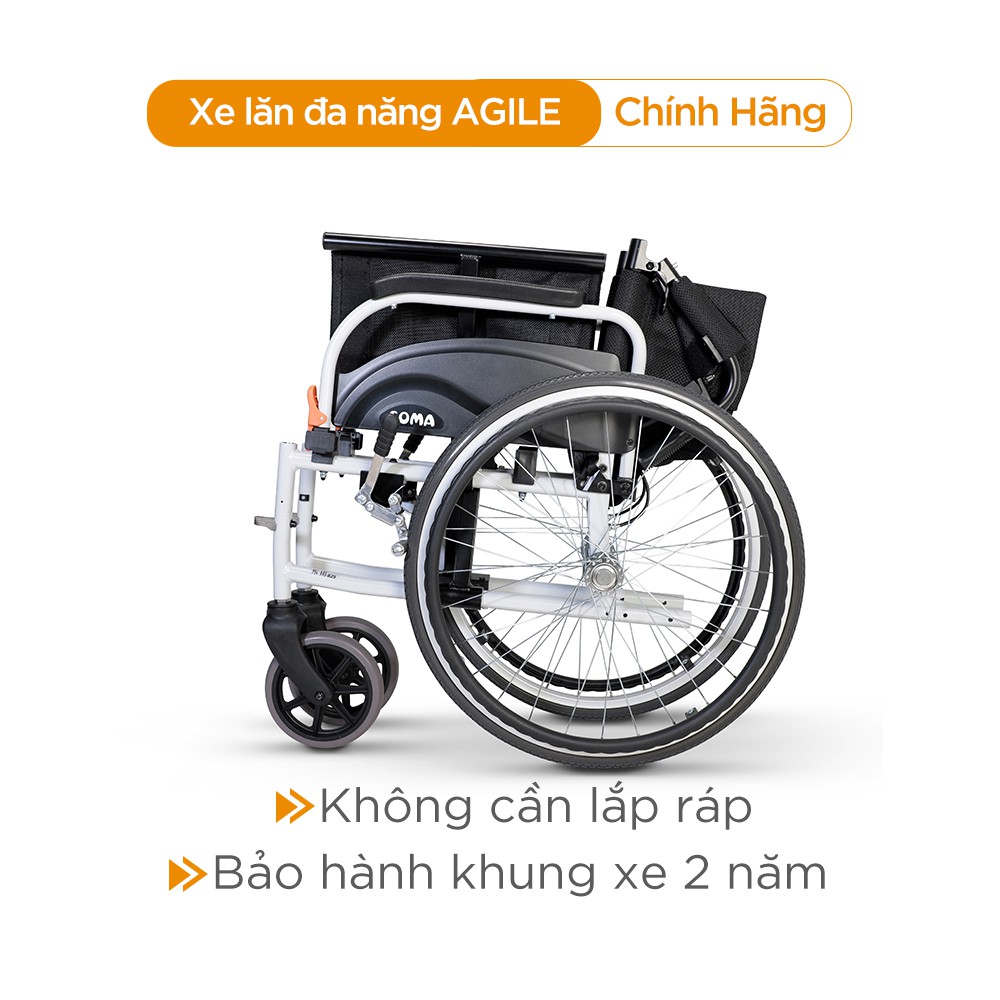 Xe Lăn SOMA AGILE Đa Tiện Ích Nâng Được Thành Tay, Sang Xe Nhanh Gọn