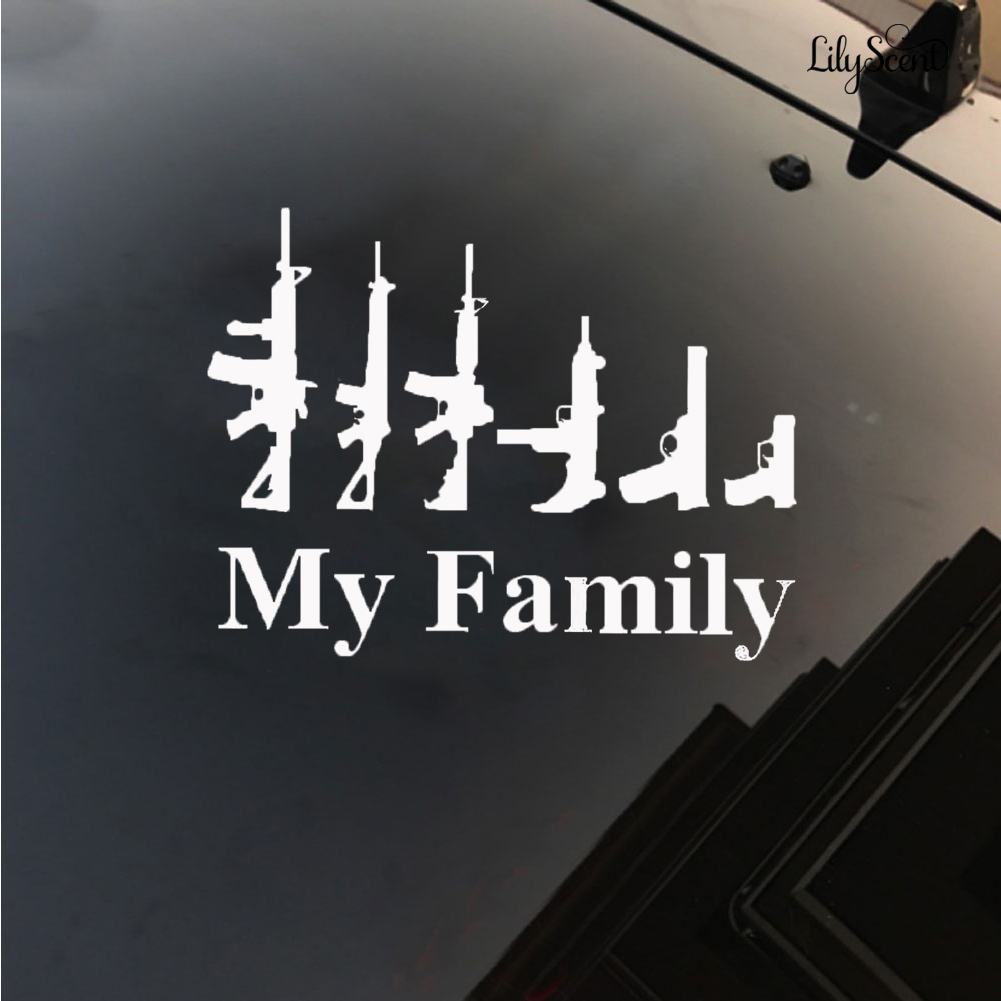 My Family Assault Weapon Reflective Car Truck Body Window Decor