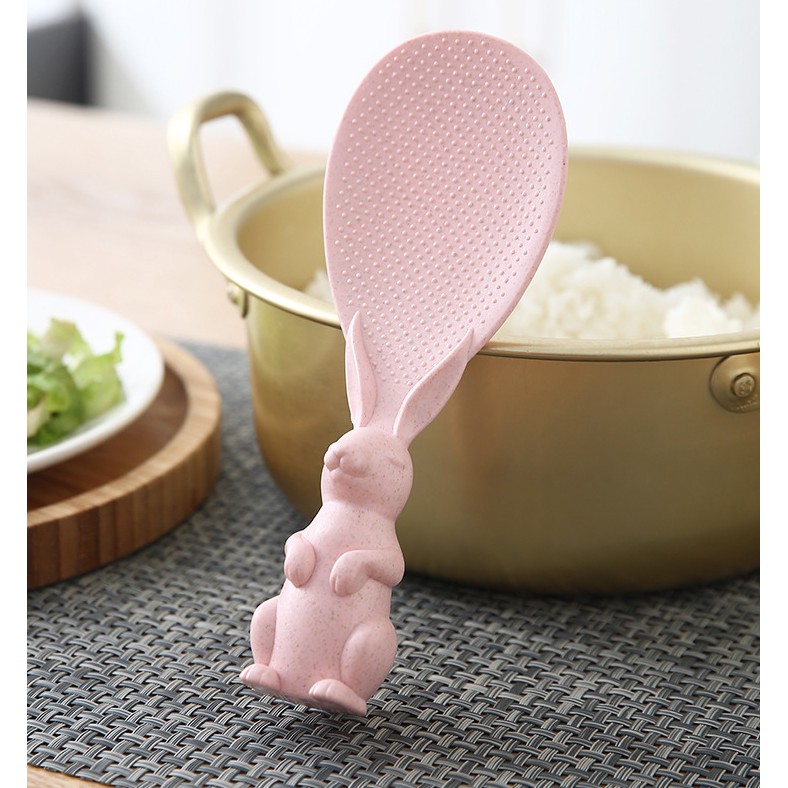 Thìa xới cơm tai thỏ chống dính, đứng được, tiện dụng, an toàn cho sức khỏe