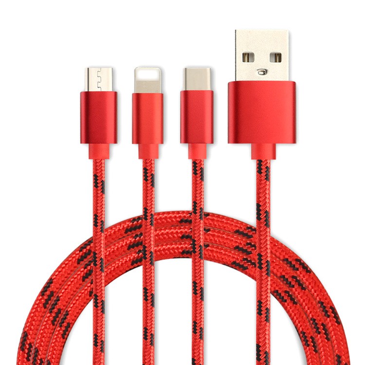 Dây cáp sạc nhanh Remax 3 trong 1 3A Micro USB Type-C chuyên dụng cho iPhone