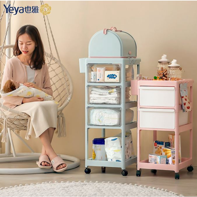 Kệ để đồ sơ sinh mẹ và bé Yeya cao cấp 4 tầng + khay úp bình sữa chất liệu PP cao cấp