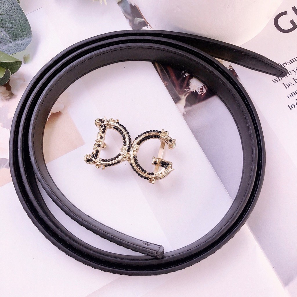 dây nịt thắt lưng bản 2cm chữ sang chảnh dg họa tiết cực hot hit ảnh thật