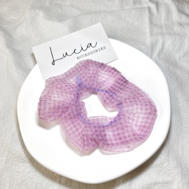Lucia - Scrunchies dây buộc tóc kẻ ô màu tím