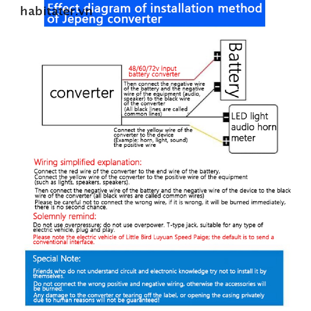 Bộ Chuyển Đổi Nguồn Điện DC 36V 48V 60V 72V Sang 12V 10 / 15 / 20A 180W DC