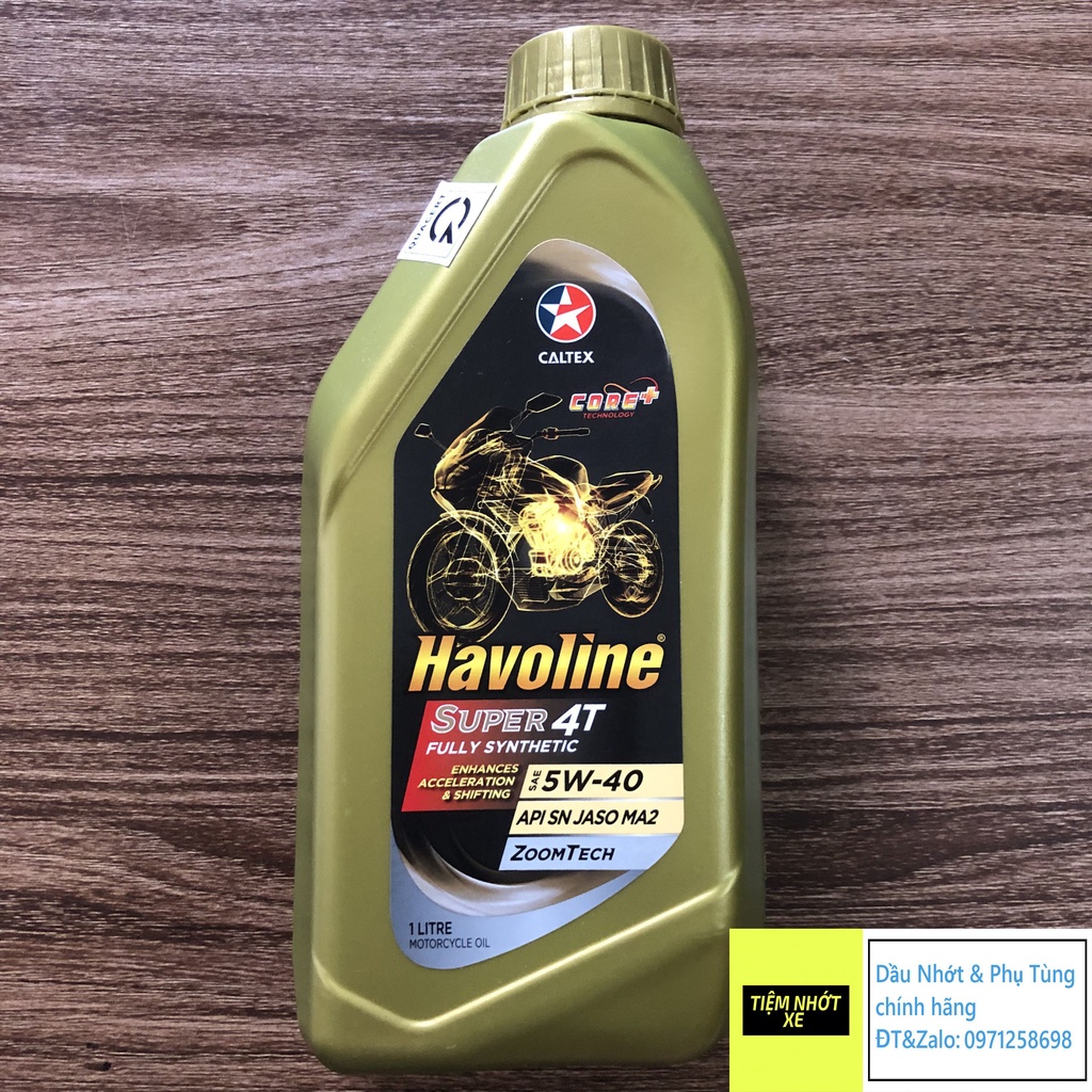 Dầu nhớt xe số tổng hợp 100% Caltex Havoline Super 4T Fully Synthetic 5w40 [ 1L ]