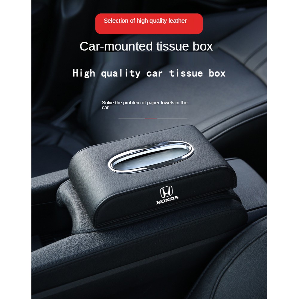 Hộp Đựng Khăn Giấy Bằng Da Cao Cấp Cho Xe Hơi Honda City C70 Vezel Stream Fit Freed Civic CRV Accord Jazz HRV CRZ