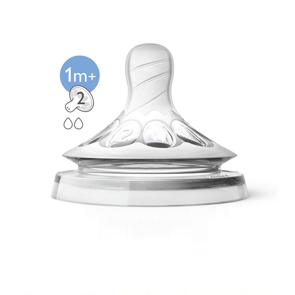 Núm ti silicone Philips Avent Natural cho bé, núm ty Avent cổ rộng [ĐỦ SỐ 0 - 5]