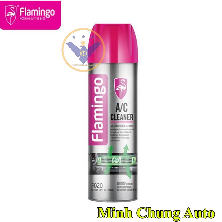 Bình xịt khử mùi và vệ sinh dàn lạnh điều hòa ô tô Flamingo Air Condition 500ml