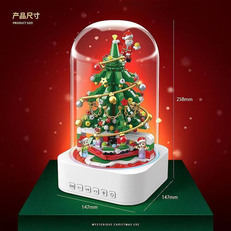 Hộp Nhạc Lắp Ráp  Hình Cây Thông Giáng Sinh Kết Nối Bluetooth Có Đèn