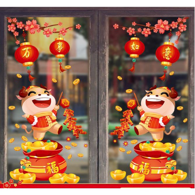 Decal 2 mặt trang trí tết 2021 | BigBuy360 - bigbuy360.vn