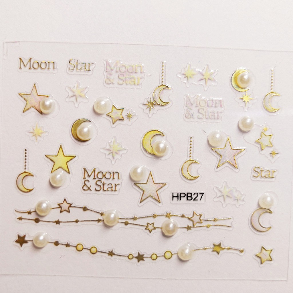 Sticker 3D đính ngọc trai giả sang trọng trang trí móng tay nghệ thuật