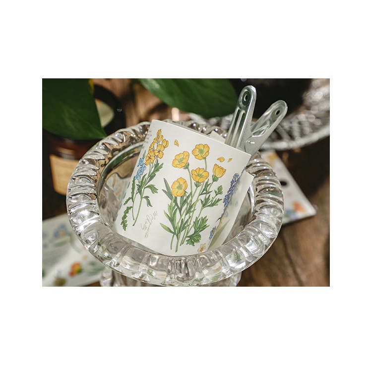 Sticker hoa lá mùa xuân trang trí sổ đa phong cách vintage hiện đại, hình dán sticker cute