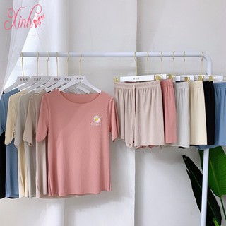 Bộ đồ mặc ở nhà dh01 hoa cúc nhỏ cực trẻ, cực đẹp