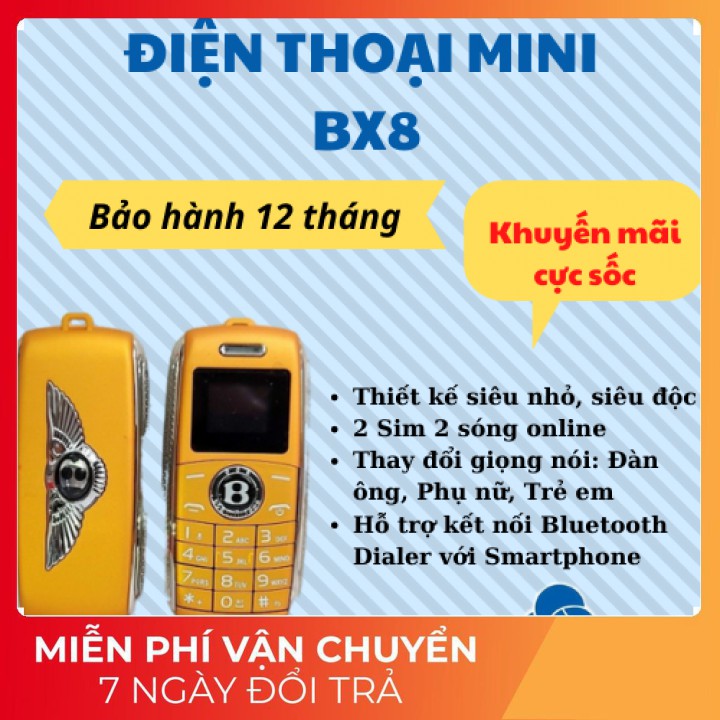 [Sốc] Điện thoại mini BX8 (Hình chìa khóa xe Bentley) 2 sim hỗ trợ chức năng thay đổi giọng nói-Bảo hành 12 tháng | BigBuy360 - bigbuy360.vn