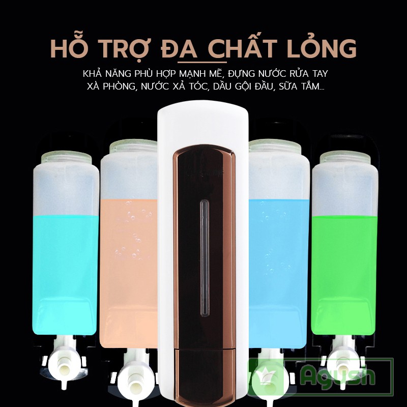 Hộp đựng nước rửa tay xà phòng gắn treo dán tường INTERHASA F7022-2 mạ lọ 700ml vỏ chống thấm nước tiện lợi không khoan