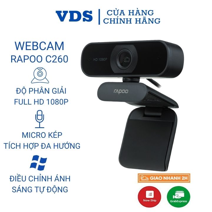 Webcam máy tính Rapoo C260 tích hợp mic Full HD 1080P cho pc laptop hỗ trợ học trực tuyến online,live stream-VDS SHOP | WebRaoVat - webraovat.net.vn