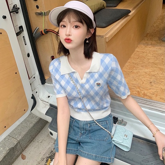 Áo Thun POLO Dệt Kim Tay Ngắn Kẻ Sọc Dễ Phối Đồ