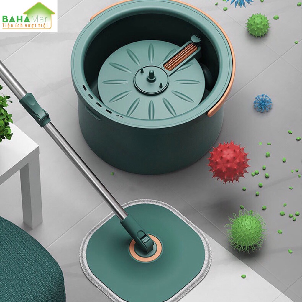 BỘ CÂY LAU NHÀ TIẾT KIỆM SỨC LAO ĐỘNG VÀ XÔ XOAY TRÒN PHÂN TÁCH NƯỚC THẢI  "BAHAMAR"
