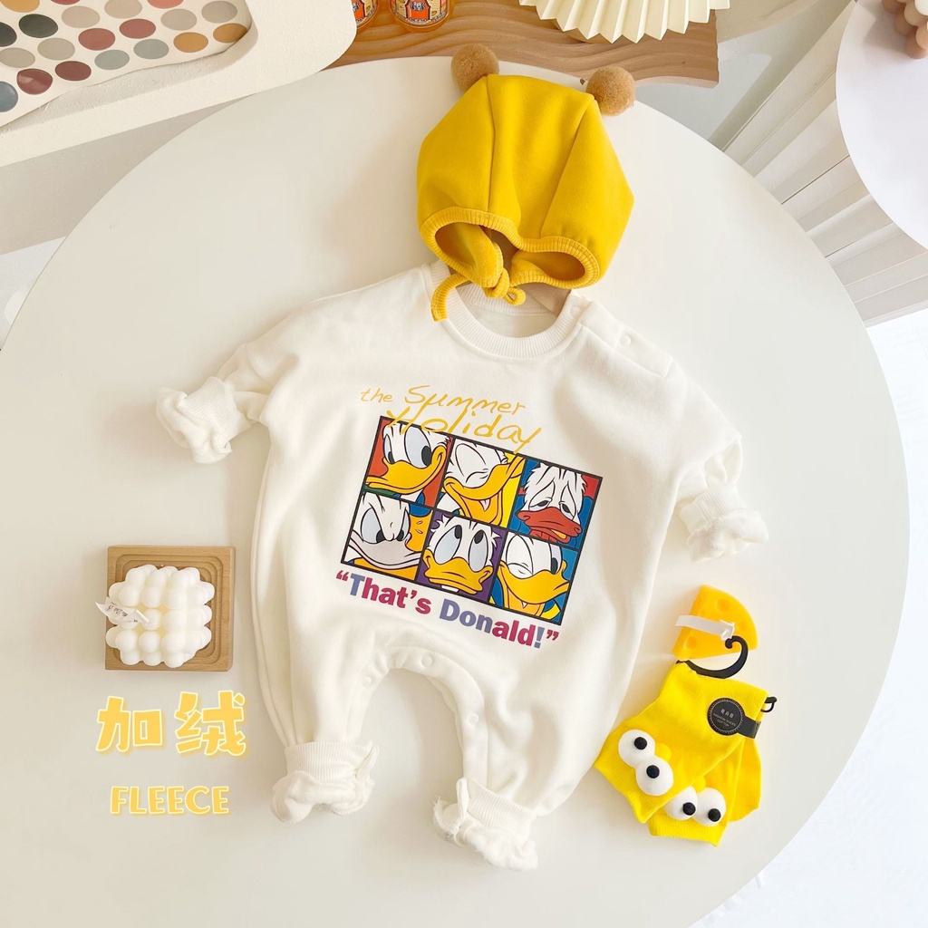 Bộ Áo Liền Quần Phong Cách Phương Tây Dễ Thương Thời Trang Xuân Thu Cho Bé Sơ Sinh