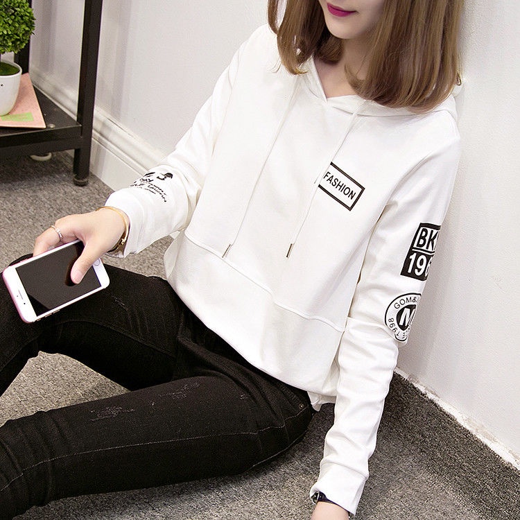 Áo Hoodie Mỏng Tay Dài Dáng Rộng In Họa Tiết Thời Trang Xuân Thu Phong Cách Hàn Quốc