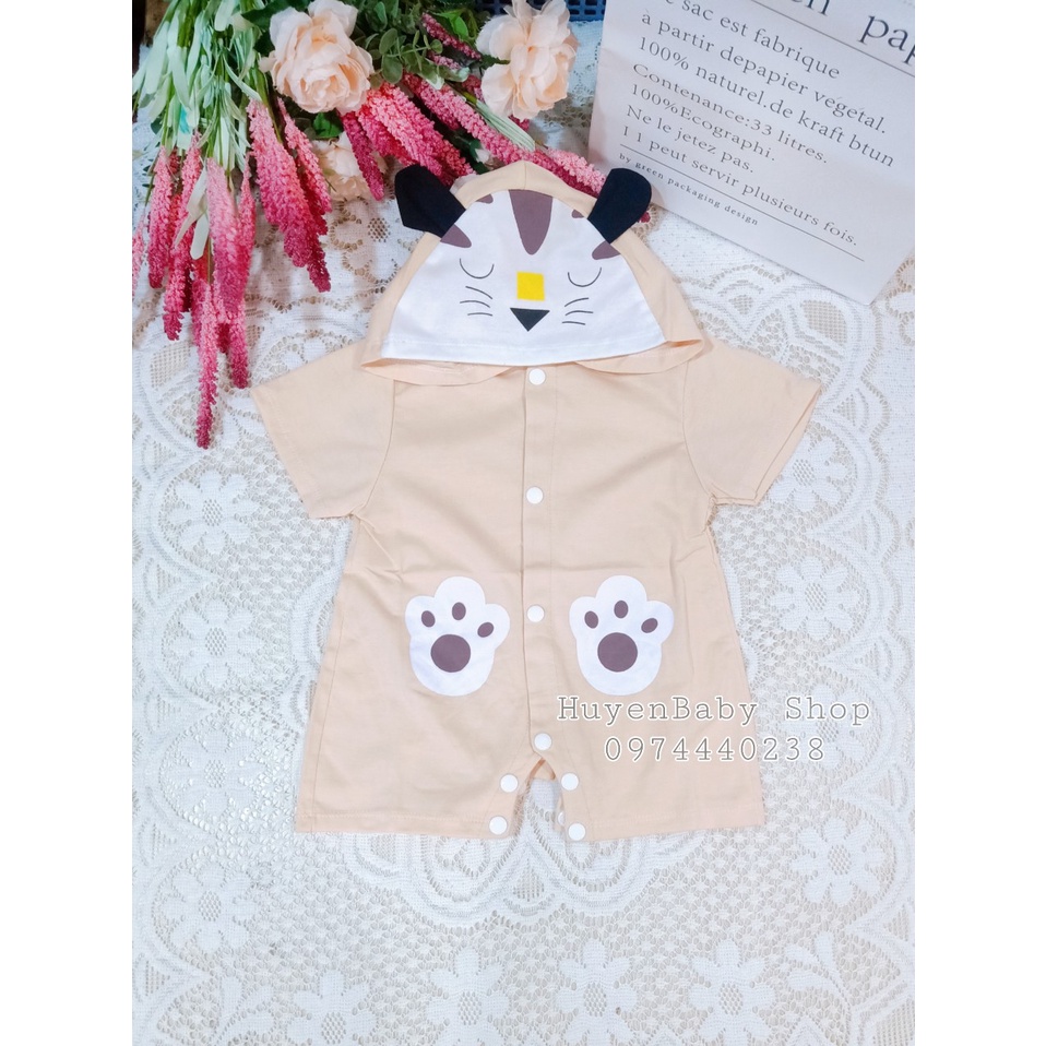 Body đùi in hình thú có mũ ngộ ngĩnh cho bé trai và bé gái sơ sinh 3-9kg , hàng đẹp