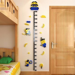 Tranh dán tường mica 3D - Đo chiều cao minion