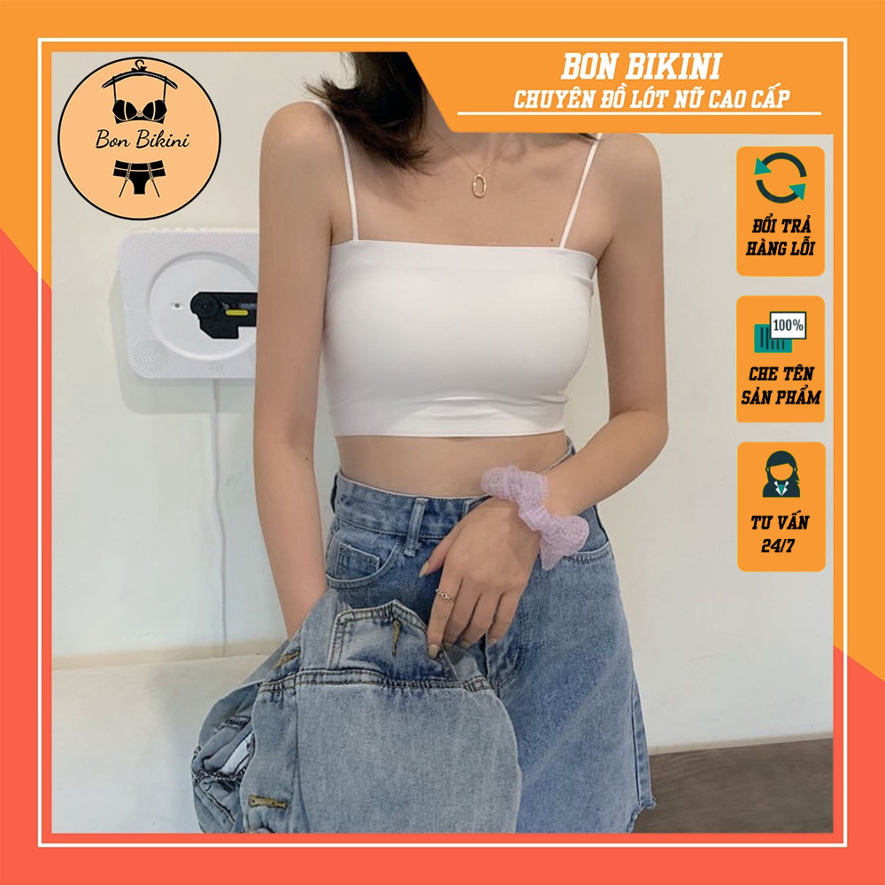 Áo Bra Nữ Quây 2 Dây Su Trơn Đệm Mỏng Dáng Ôm Bao Mát Mịn Freesize &lt;55kg