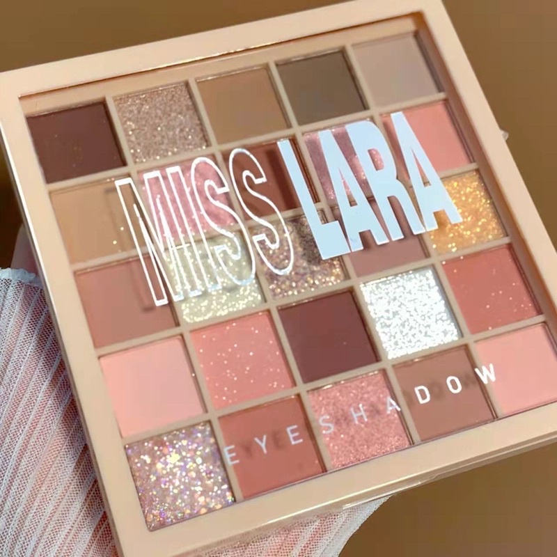 Bảng mắt 25 ô MIS LARA tông nâu hồng nhũ lì makeup xinh xắn