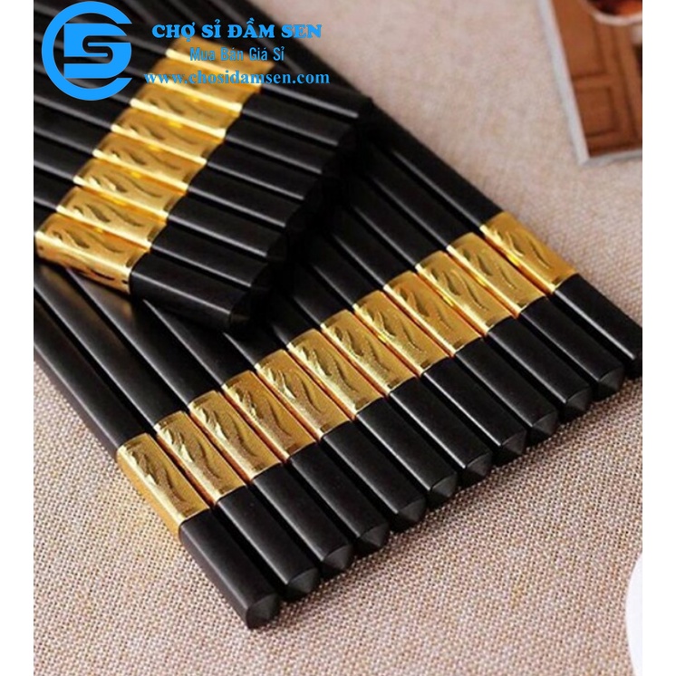 [HÀNG CAO CẤP]Bộ 10 đôi Đũa mạ vàng cao cấp, đũa quốc Chống Trơn-Chống Trượt-Chống Mốc-bền màu G314-Dua-Vang