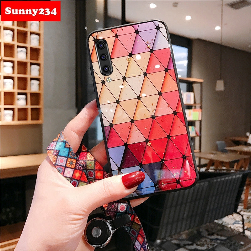 Shiny Gold Foil Phone Soft Case With Strap Case Samsung M11 A21S M21 M31 A31 A01 A11 A51 A71 A50S A50 A30 A20 A10 A10S A30S A40S A60 A70 A9 A6 Plus A7 2018 M10 M20 M30 M30S Kasus