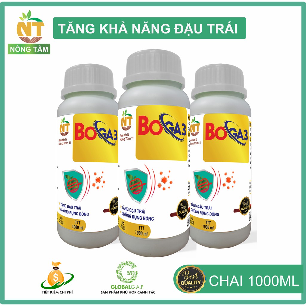Siêu vi lượng Bo Ga3 chống rụng hoa, tăng đậu trái chuyên dùng cho cây ăn trái, chai 1000ml