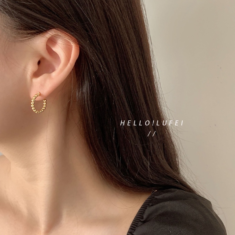 Set khuyên tai đính hạt và đá phong cách Hàn Quốc đơn giản