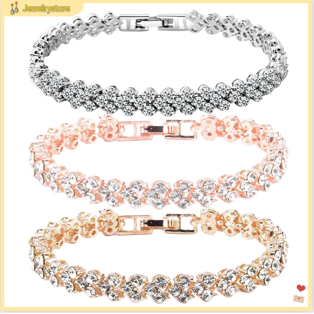 Vòng đeo tay đính đá zircon kiểu khối sang trọng thời trang dành cho nữ