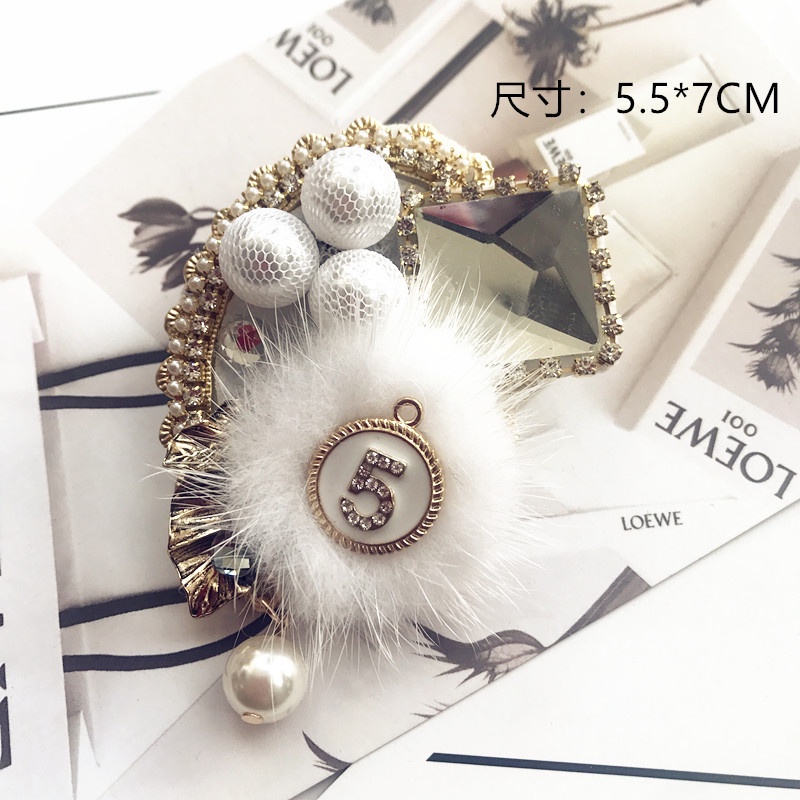 Ghim Cài Áo Hình Số 5 Đính Lông Tua Rua Phong Cách Vintage