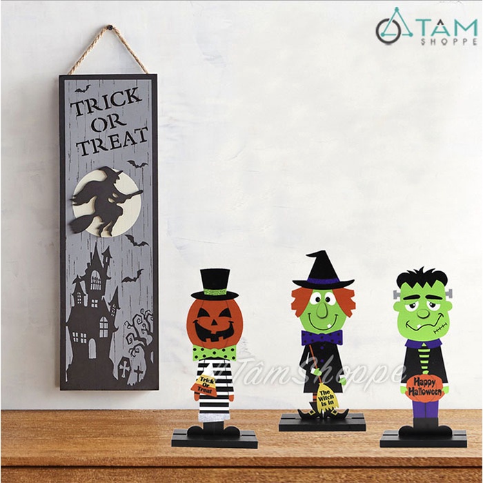 [LẮP RÁP-CHẮC CHẮN-NÉT VẼ TỈ MỈ] Standing hoạt hình Halloween bằng gỗ in màu lắp ghép HLW-MHG-01