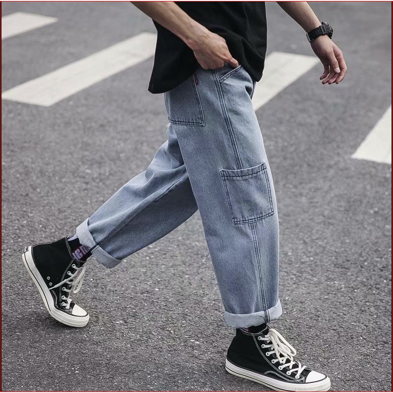 Sale 70% Quần jeans form rộng phong cách retro thời trang cho nam, light blue,m Giá gốc 330,000 đ - 64A88