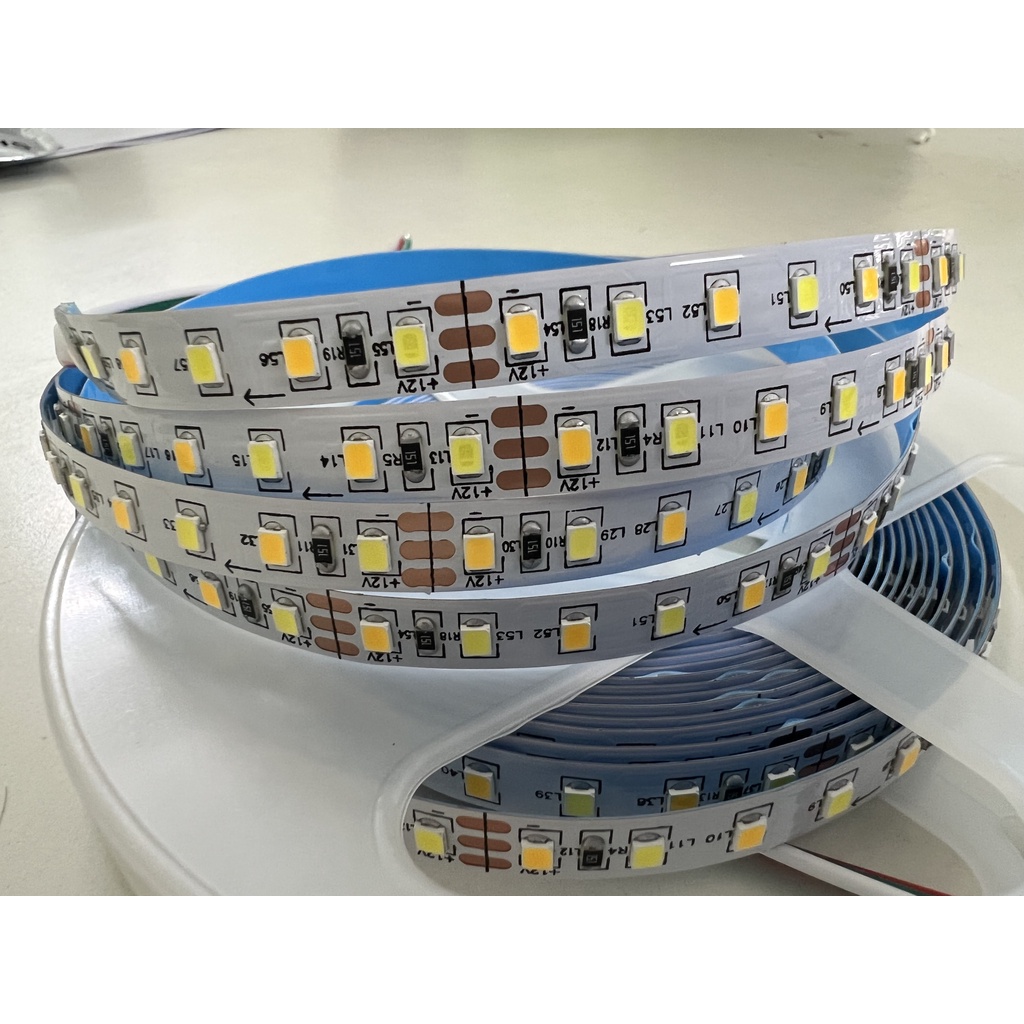{TOSPINO} Led dây dán 2835 hiệu ứng 3 màu 120 bóng/ mét, 5m/ cuộn, dùng làm hắt kệ tủ, quảng cáo, gương trang trí