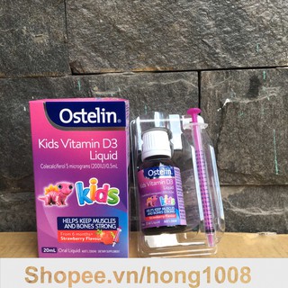 Siro dạng nước Ostelin Kids Vitamin D3 Liquid 20ml chống còi xương cho bé