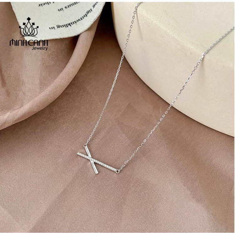Dây Chuyền Bạc Nữ Chữ X Đính Đá - Minh Canh Jewelry
