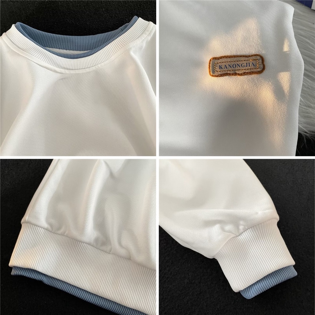 Áo nỉ sweater nữ Áo Sweater Tay Dài Cổ Tròn Dáng Rộng Màu Trơn Thời Trang Hàn Quốc Cá Tính Cho Nam áo sweater form rộng Áo len cặp đôi