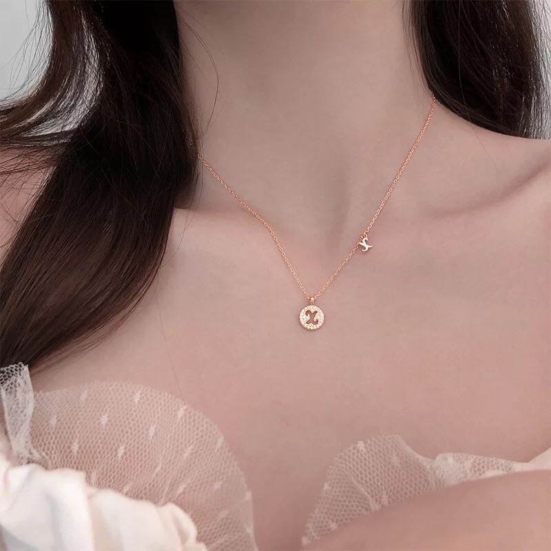 Vòng cổ bạc 925 nữ , dây chuyền mặt chữ X,L,Y,T,M,H,S CHILLEE