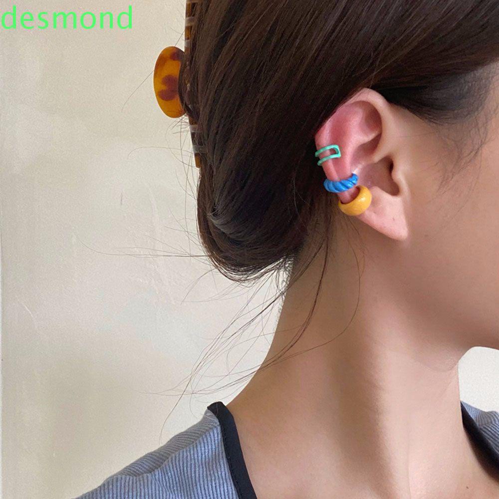 Khuyên Tai Dạng Kẹp Hai Lớp Màu Kẹo Ngọt Dễ Thương 2021 Cho Nữ