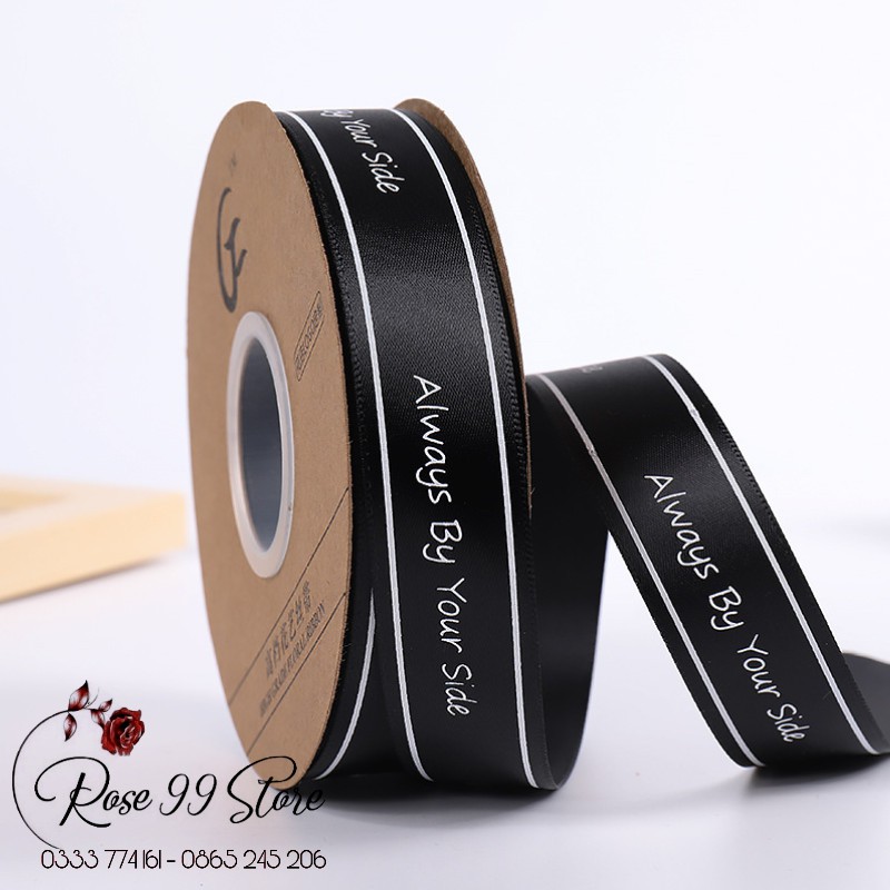Ruy băng lụa chữ 2,5 cm , ruy băng vải cao cấp Loại 1 dày dặn giá rẻ
