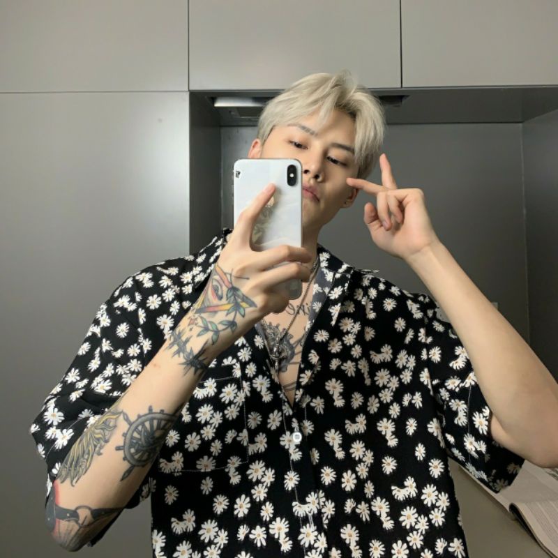 Áo Sơ Mi Tay Ngắn Unisex Cổ Bẻ Phông Cách Hàn Quốc Freesize
