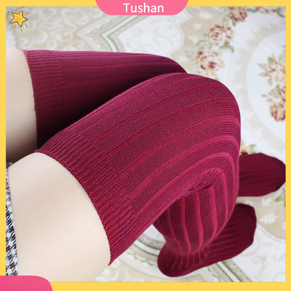Đôi Tất Đầu Gối Ấm Áp Bằng Cotton Dày Thời Trang Mùa Đông