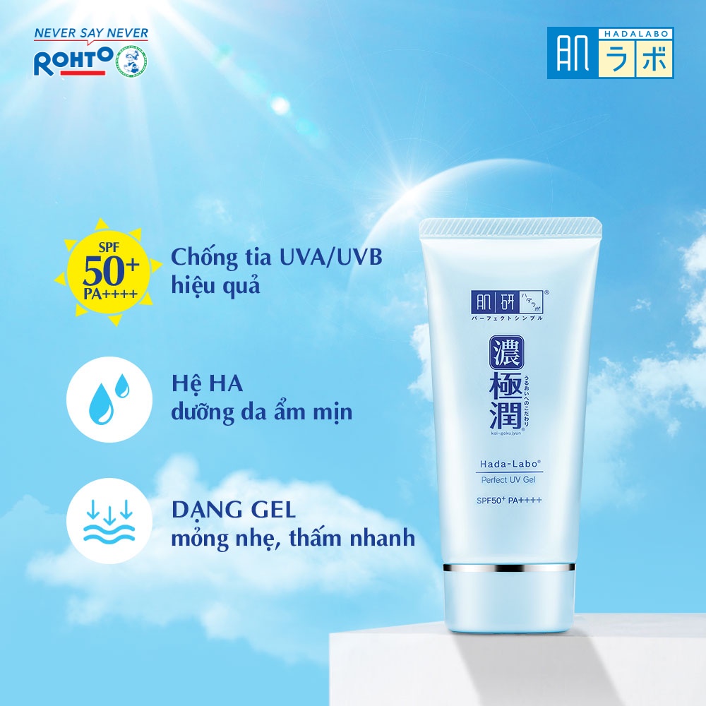 Gel chống nắng dưỡng ẩm Hada Labo Koi-Gokujyun Perfect Uv Gel (Sunscreen) SPF50+ PA++++ 50g