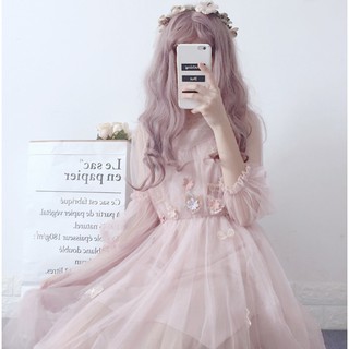 (Có ảnh thật)SẴN hồng   - Váy công chúa gắn hoa đẹp điệu đà, ngọt ngào đáng yêu.