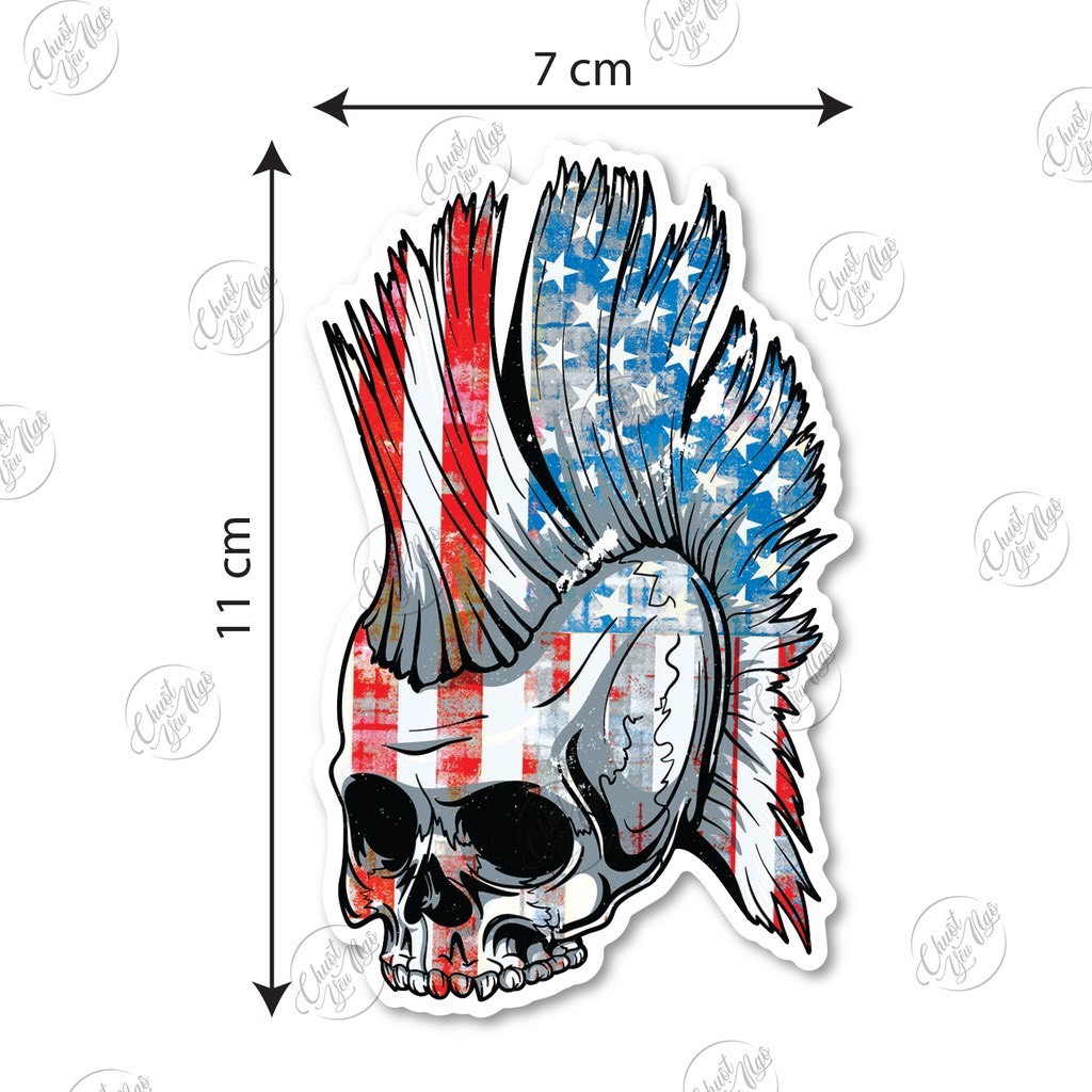 Sticker chủ đề đầu lâu skull chống nước dán laptop, xe, đàn guita, nón bảo hiểm